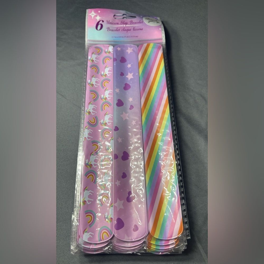 3 New Unicorn and Rainbow Party Slap Bracelets